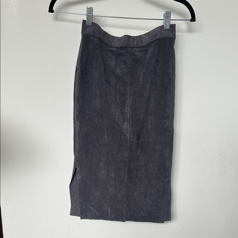 Aritzia Gray Midi Pencil Skirt with Slit